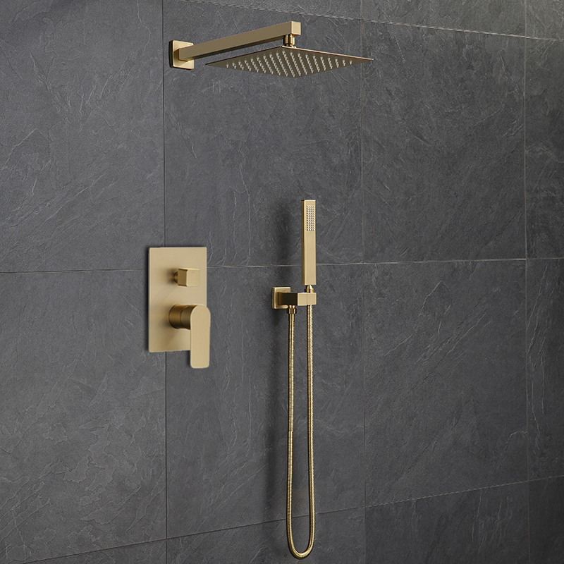 Fontana Brushed Gold Napoli Wall Mount Rainfall Shower Set